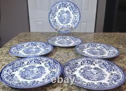 Churchill Queen's Tonquin Blue England Set Of (6) 10 Dinner Plates Unused EC