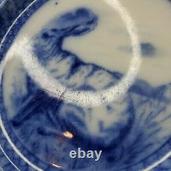 Circa 1904 Copeland Spode Flow Blue 9 1/4 Bunny Rabbit Plate Transferware