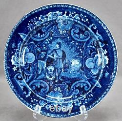 Clews Peace & Plenty Pattern Dark Blue Transferware 8 7/8 Inch Plate Circa 1820s