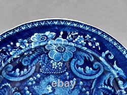 Clews Peace & Plenty Pattern Dark Blue Transferware 8 7/8 Inch Plate Circa 1820s