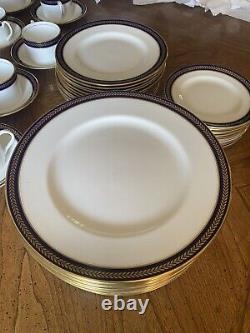 Coalport Bone China Blue Wheat Five Pc Place Setting For Twelve
