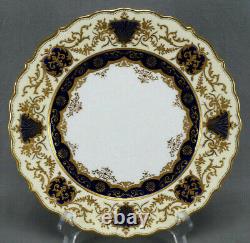 Coalport Cobalt Ivory & Raised Gold Floral Scrollwork 10 1/4 Inch Dinner Plate