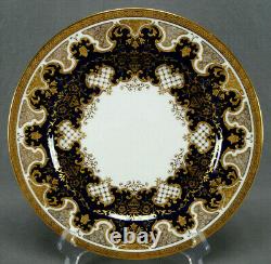 Coalport Cobalt & Raised Gold Scrollwork & Urns 10 1/4 Dinner Plate C1891-1920