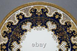 Coalport Cobalt & Raised Gold Scrollwork & Urns 10 1/4 Dinner Plate C1891-1920