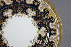 Coalport Cobalt & Raised Gold Scrollwork & Urns 10 1/4 Dinner Plate C1891-1920