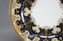 Coalport Cobalt & Raised Gold Scrollwork & Urns 10 1/4 Dinner Plate C1891-1920