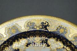 Coalport Cobalt & Raised Gold Scrollwork & Urns 10 1/4 Dinner Plate C1891-1920