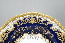 Coalport Cobalt & Raised Gold Scrollwork & Urns 9 Inch Dinner Plate C1891-1920 A