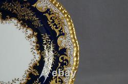 Coalport Cobalt & Raised Gold Scrollwork & Urns 9 Inch Dinner Plate C1891-1920 A