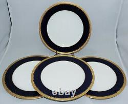 Coalport Elite Royale Dinner Plates (4) Wide Cobalt Band Vintage
