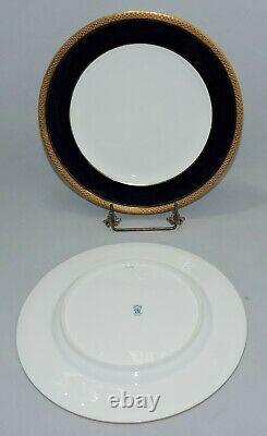 Coalport Elite Royale Dinner Plates (4) Wide Cobalt Band Vintage