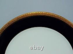 Coalport Elite Royale Dinner Plates (4) Wide Cobalt Band Vintage