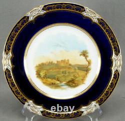Coalport Hand Painted Carisbrook Castle Cobalt & Gold 9 3/8 Inch Plate 1891-1920