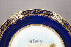Coalport Hand Painted Carisbrook Castle Cobalt & Gold 9 3/8 Inch Plate 1891-1920