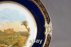 Coalport Hand Painted Carisbrook Castle Cobalt & Gold 9 3/8 Inch Plate 1891-1920