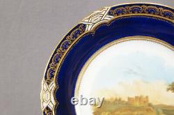 Coalport Hand Painted Carisbrook Castle Cobalt & Gold 9 3/8 Inch Plate 1891-1920