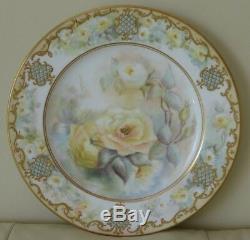 Coalport Superb MID C19th Plate With Roses Fancy Gold & Turquoise Jewels Border