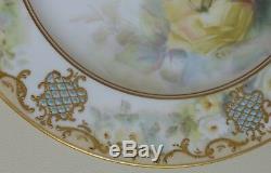 Coalport Superb MID C19th Plate With Roses Fancy Gold & Turquoise Jewels Border