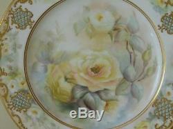 Coalport Superb MID C19th Plate With Roses Fancy Gold & Turquoise Jewels Border