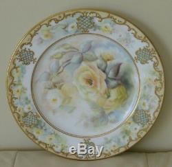 Coalport Superb MID C19th Plate With Roses Fancy Gold & Turquoise Jewels Border