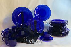 Cobalt Blue Dinnerware Service for 8 Rondo Sapphire Glass by Bormioli Rocco
