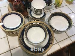 Cobalt Blue Gold Scroll Melamine Dinnerware Dining Set Srithai Superware