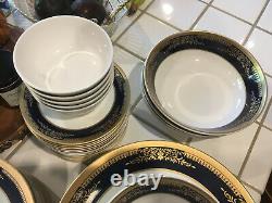 Cobalt Blue Gold Scroll Melamine Dinnerware Dining Set Srithai Superware