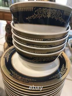 Cobalt Blue Gold Scroll Melamine Dinnerware Dining Set Srithai Superware