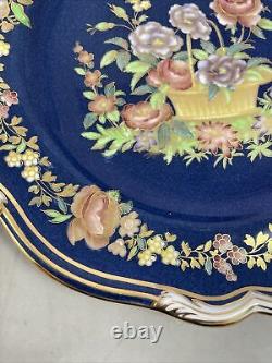 Copeland Spode Cobalt Blue Floral Gold Trim Dinner Plate set of 2