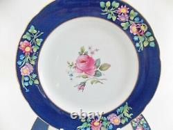 Copeland Spode England Six Antique Dinner Plates Blue Multicolored Flowers Nice