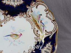 Copeland Spode Hand Painted Birds Cobalt & Gold Pierced 9 3/8 Inch Plate F