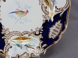 Copeland Spode Hand Painted Birds Cobalt & Gold Pierced 9 3/8 Inch Plate F