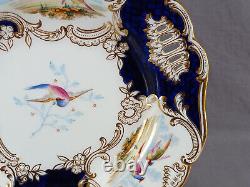 Copeland Spode Hand Painted Birds Cobalt & Gold Reticulated 9 3/8 Inch Plate E