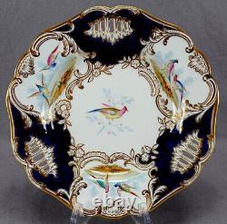 Copeland Spode Hand Painted Birds Cobalt & Gold Reticulated 9 3/8 Inch Plate F