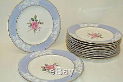 Copeland Spode Maritime Rose 12 Dinner Plates R4118 England 10 3/4 China Blue