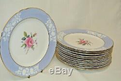 Copeland Spode Maritime Rose 12 Dinner Plates R4118 England 10 3/4 China Blue