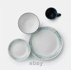 Corelle 16-Pc Classic Ocean Blues Vitrelle Glass Dinnerware Set, Service for 4