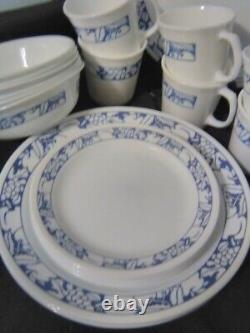 Corelle Blue Harvest Dinner Set 24 Pc Incl. Dinner & salad plates bowls mugs