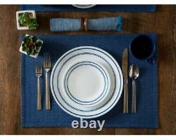 Corelle Casual Cafe Blue 16-Pieces, Vitrelle Glass Dinnerware Set, Service for 4