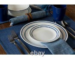 Corelle Casual Cafe Blue 16-Pieces, Vitrelle Glass Dinnerware Set, Service for 4