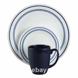 Corelle Casual Cafe Blue 16-Pieces, Vitrelle Glass Dinnerware Set, Service for 4