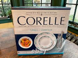 Corelle GARDEN LACE New Sealed Box Turquoise Blue 16-pc Set Plates Cups Bowls