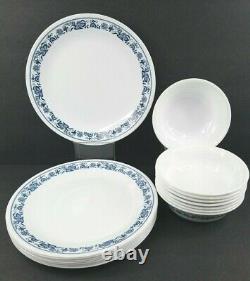 Corelle Old Town Blue Onion (8) Dinner Plates (8) Cereal Bowls Corning Dish Set