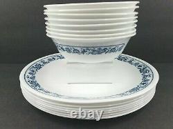 Corelle Old Town Blue Onion (8) Dinner Plates (8) Cereal Bowls Corning Dish Set