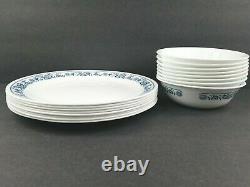 Corelle Old Town Blue Onion (8) Dinner Plates (8) Cereal Bowls Corning Dish Set