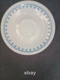 Corelle Snowflake Blue Dinner & Lunch Plates Cups With Hook Handles Cereal Bowls