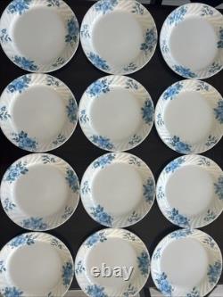 Corelle by Corning Blue Velvet White Swirl Dinner Plates 10.25 Set Of 12 USA