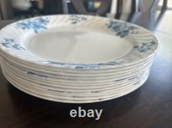 Corelle by Corning Blue Velvet White Swirl Dinner Plates 10.25 Set Of 12 USA