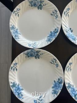 Corelle by Corning Blue Velvet White Swirl Dinner Plates 10.25 Set Of 12 USA
