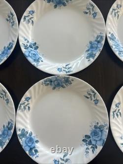 Corelle by Corning Blue Velvet White Swirl Dinner Plates 10.25 Set Of 12 USA